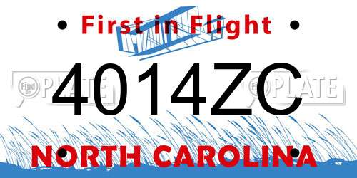 4014ZC North Carolina License Plate