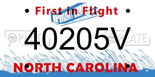 40205V North Carolina License Plate
