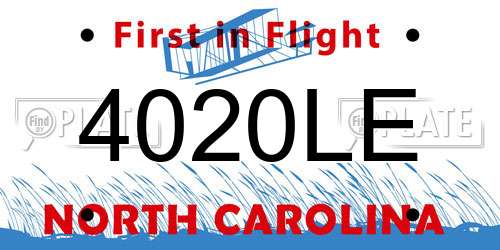 4020LE North Carolina License Plate