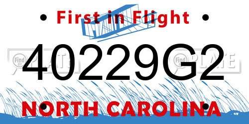 40229G2 North Carolina License Plate
