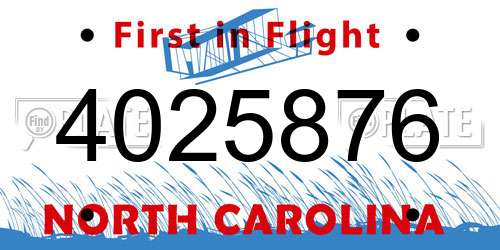 4025876 North Carolina License Plate