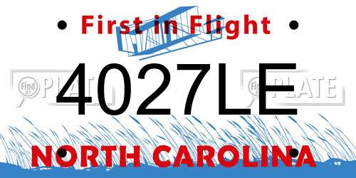 4027LE North Carolina License Plate
