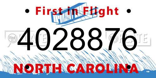 4028876 North Carolina License Plate