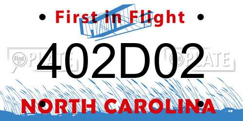 402D02 North Carolina License Plate