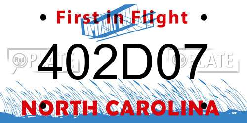 402D07 North Carolina License Plate
