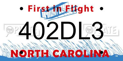 402DL3 North Carolina License Plate