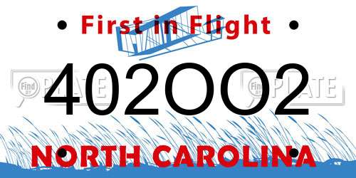 402OO2 North Carolina License Plate