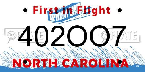 402OO7 North Carolina License Plate