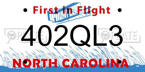 402QL3 North Carolina License Plate