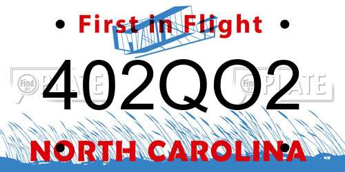402QO2 North Carolina License Plate