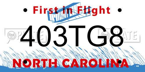 403TG8 North Carolina License Plate
