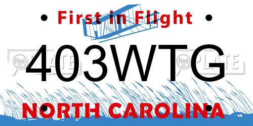 403WTG North Carolina License Plate