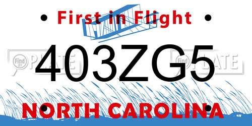 403ZG5 North Carolina License Plate