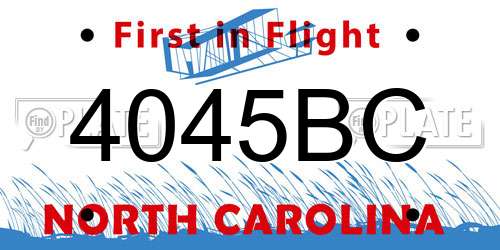 4045BC North Carolina License Plate