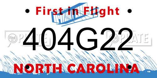 404G22 North Carolina License Plate