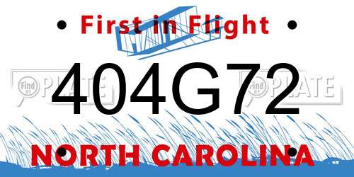 404G72 North Carolina License Plate