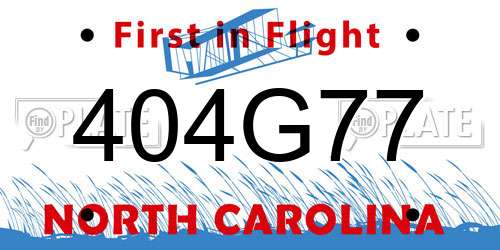 404G77 North Carolina License Plate