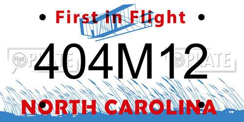 404M12 North Carolina License Plate