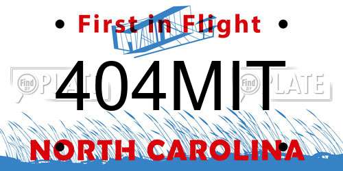 404MIT North Carolina License Plate