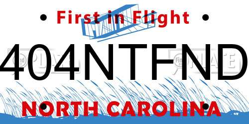 404NTFND North Carolina License Plate
