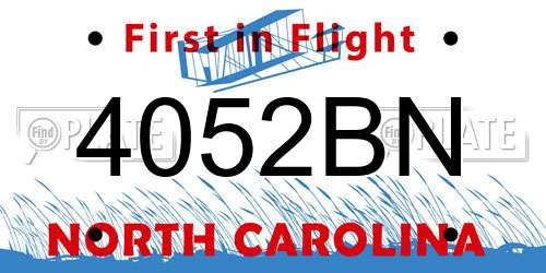 4052BN North Carolina License Plate