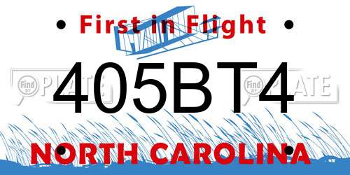 405BT4 North Carolina License Plate