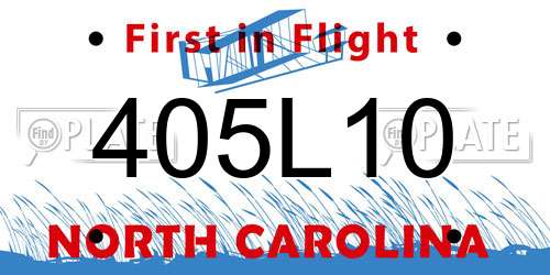 405L10 North Carolina License Plate