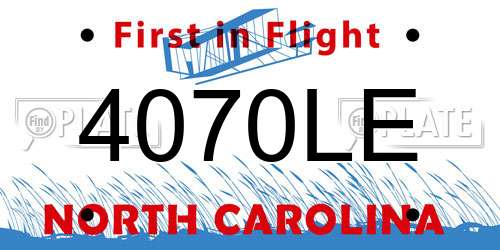 4070LE North Carolina License Plate
