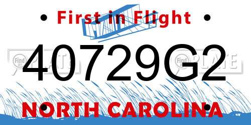 40729G2 North Carolina License Plate
