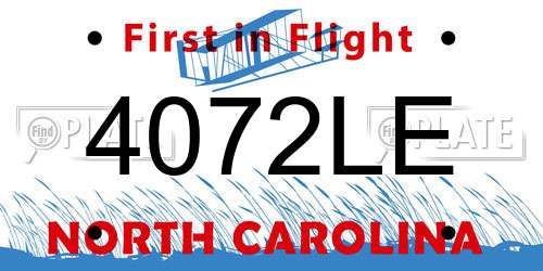 4072LE North Carolina License Plate
