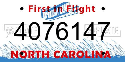 4076147 North Carolina License Plate