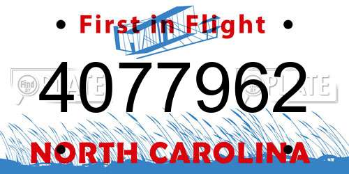 4077962 North Carolina License Plate