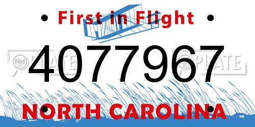 4077967 North Carolina License Plate