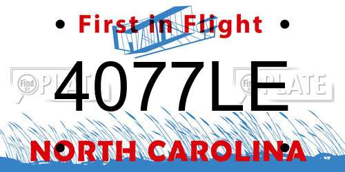 4077LE North Carolina License Plate