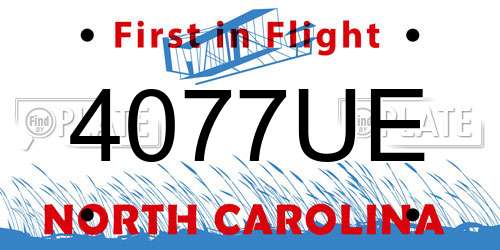 4077UE North Carolina License Plate