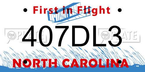 407DL3 North Carolina License Plate
