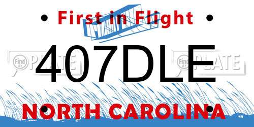 407DLE North Carolina License Plate