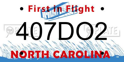 407DO2 North Carolina License Plate