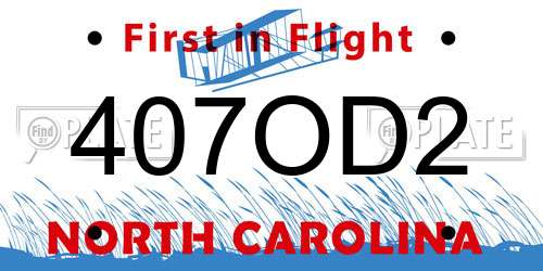407OD2 North Carolina License Plate