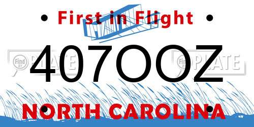 407OOZ North Carolina License Plate