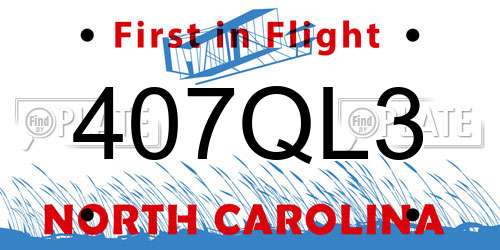407QL3 North Carolina License Plate