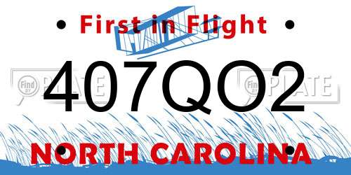 407QO2 North Carolina License Plate