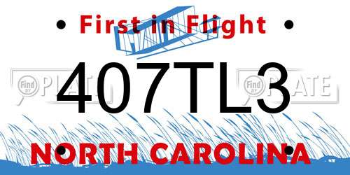 407TL3 North Carolina License Plate
