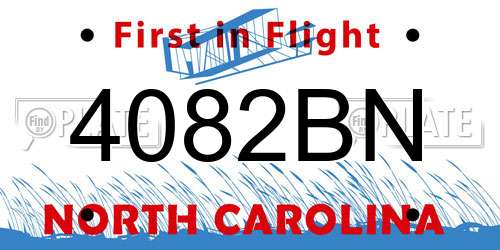 4082BN North Carolina License Plate