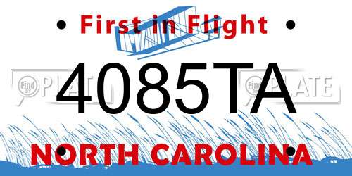 4085TA North Carolina License Plate