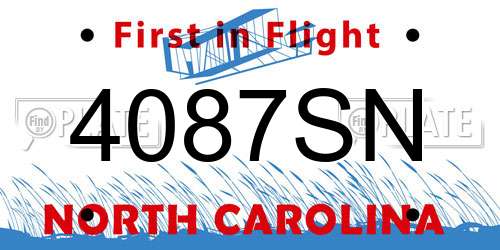 4087SN North Carolina License Plate