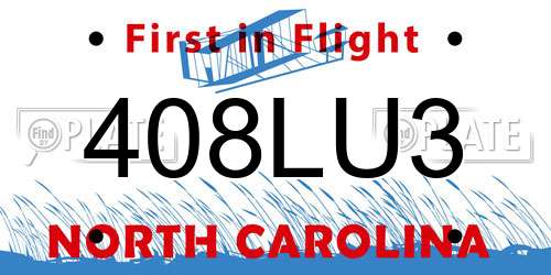 408LU3 North Carolina License Plate