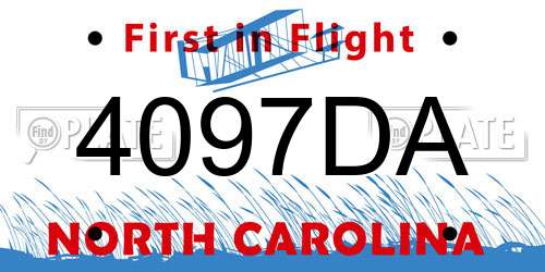 4097DA North Carolina License Plate
