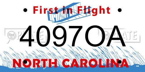 4097OA North Carolina License Plate