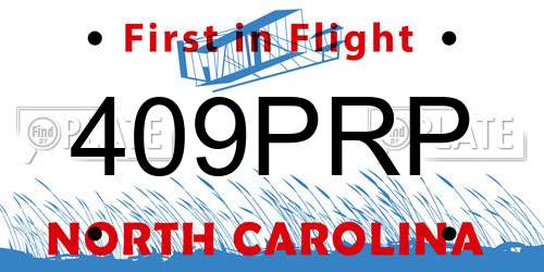 409PRP North Carolina License Plate